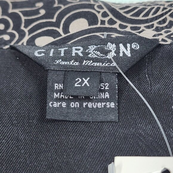 Citron Santa Monica Womens 2X Black Floral Silk Tunic Top With Ornate Button Det - Picture 4 of 9